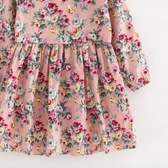 GIRLS PINK FLORAL DRESS - Picture 3 of 4